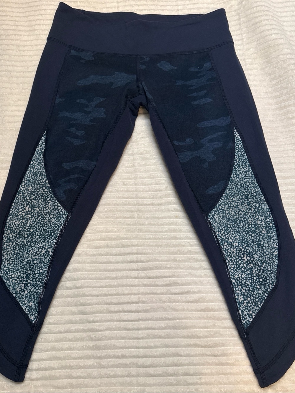 lululemon athletica Navy Blue Patterned Panel Leggings